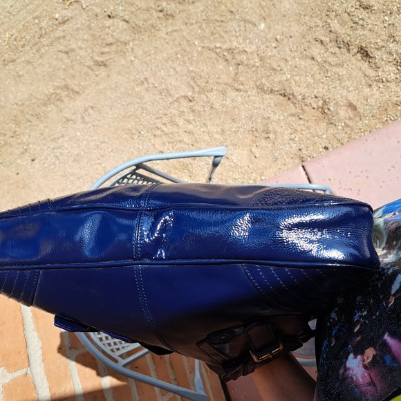 Victor Alfaro Patent Leather Purple Shoulder Bag Large Tote Style with Dust Bag - Picture 14 of 16